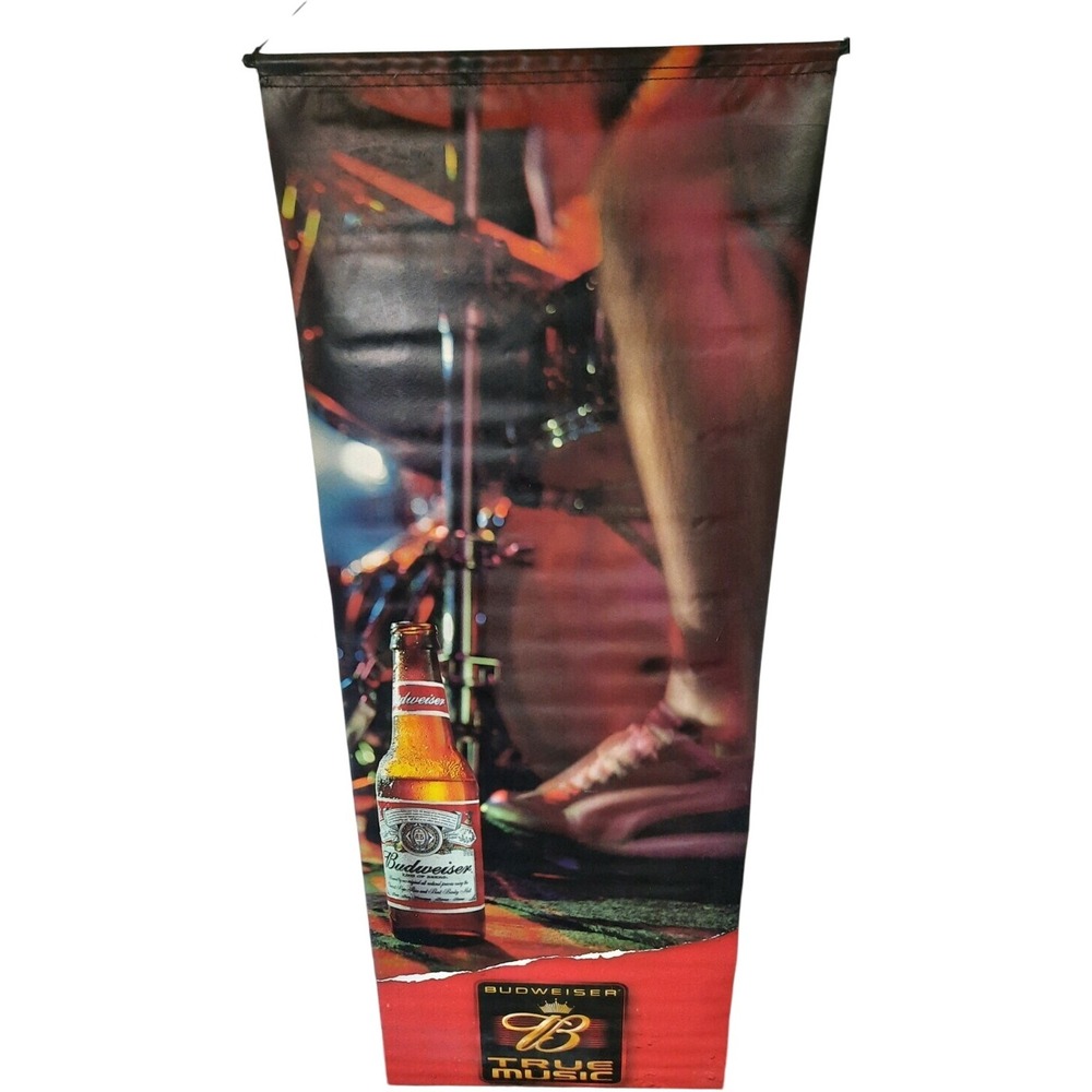 Budweiser True Music Promo Vinyl Banner 22x60 Double-Sided Bar Sign Decor Vtg